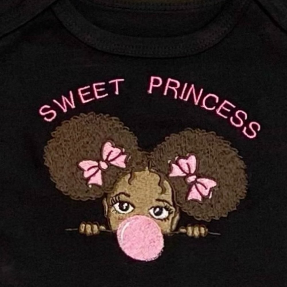 NWT EMBROIDERED BABY BODYSUIT "SWEET PRINCESS" SOFT COTTON